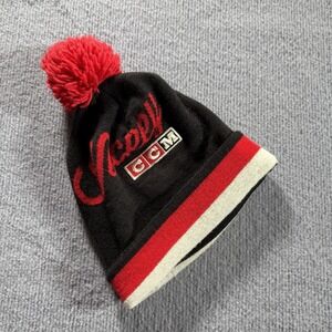CCM Black White Red Winter Pom Hockey Cuffed Knit Beanie Hat Cap
